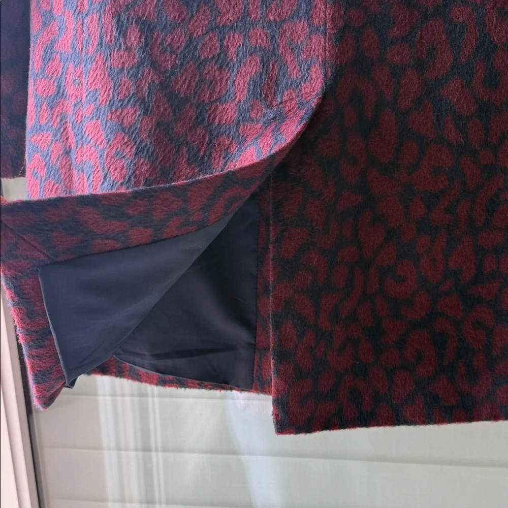 LOFT Burgundy and Blue Patterned Peacoat and Matching Sweater Set